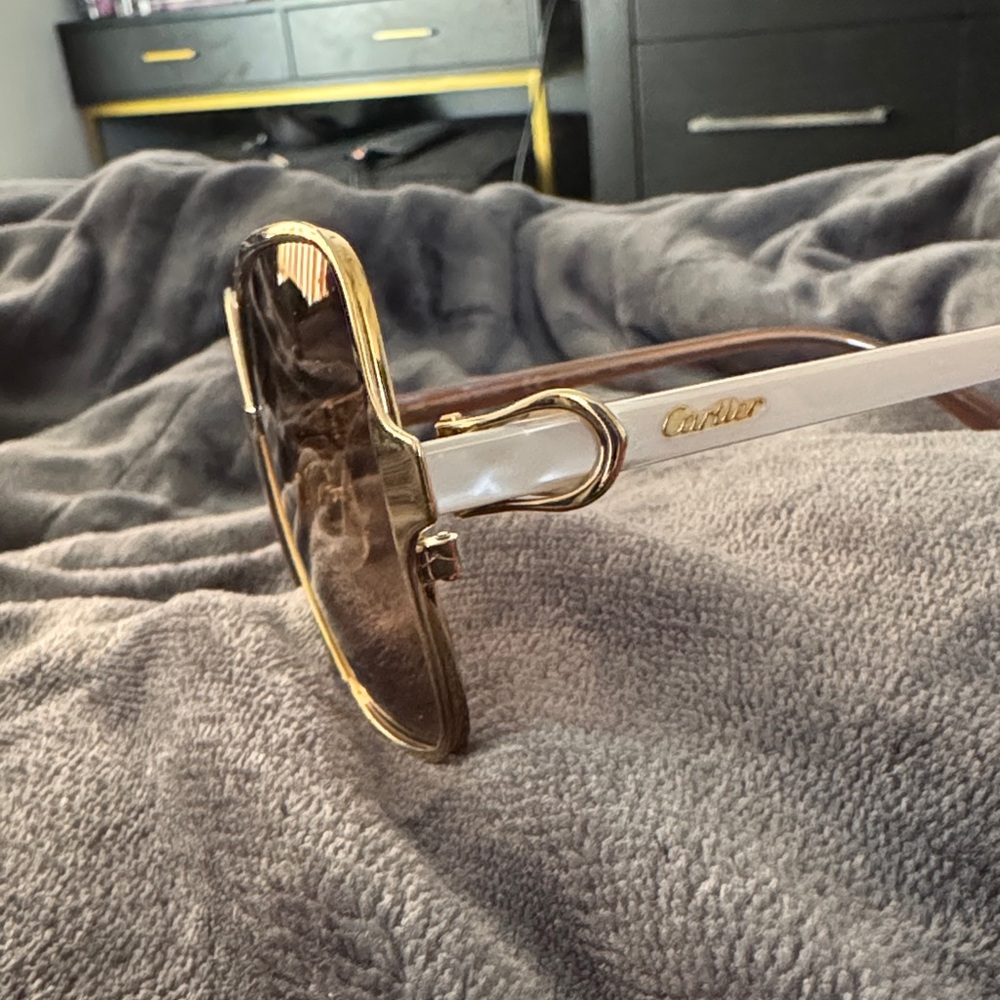 Women’s Cartier Gold and White sunglasses authentic